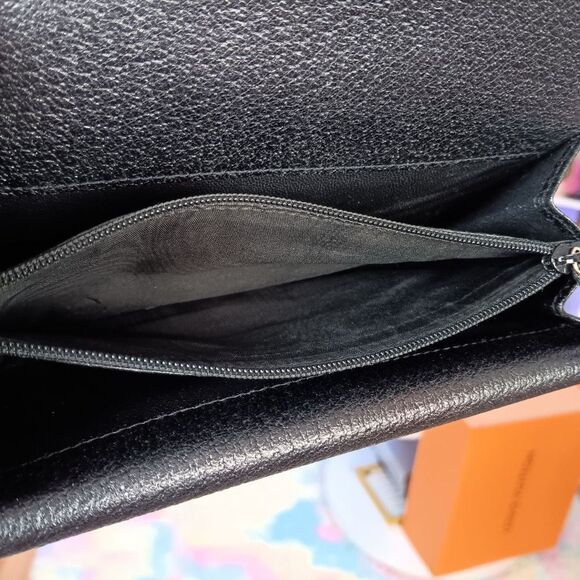 Gucci Vintage Black Monogram Canvas Leather Double Flap Snap Wallet W Box - Picture 10 of 15